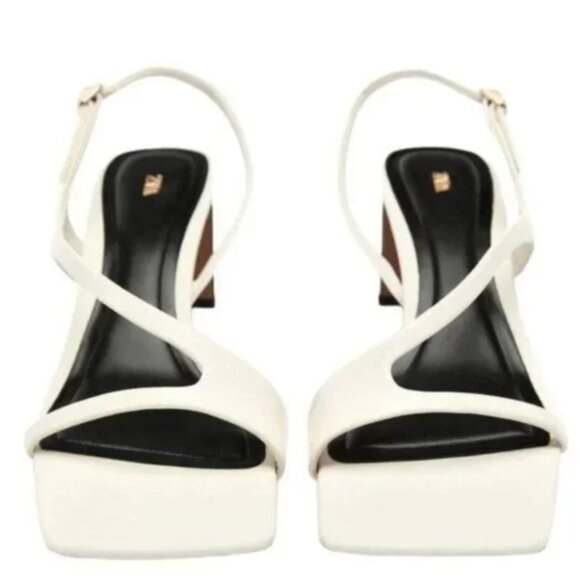 NEW ZARA HEEL LEATHER SANDALS - Picture 2 of 6